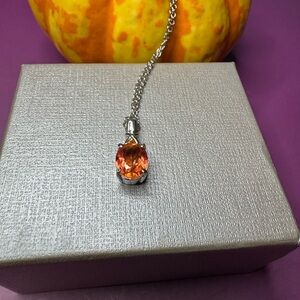 Paparadscha Quartz (Triplet), Simulated Orange Diamond Pendant Necklace